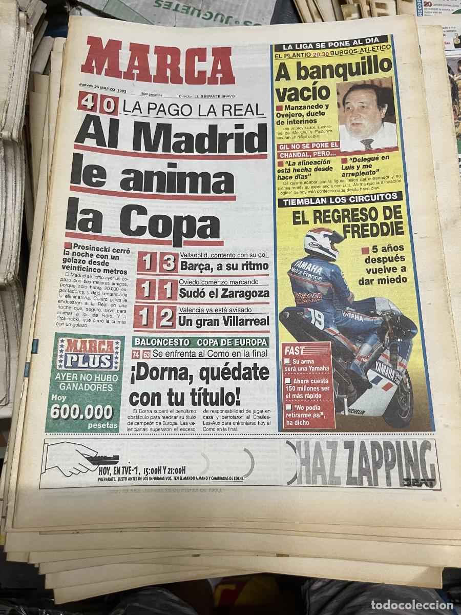 Coleccionismo deportivo: MARCA (25-3-1993) COPA DEL REY REAL MADRID 4-0 REAL SOCIEDAD JESUS GIL AL BANQUILLO