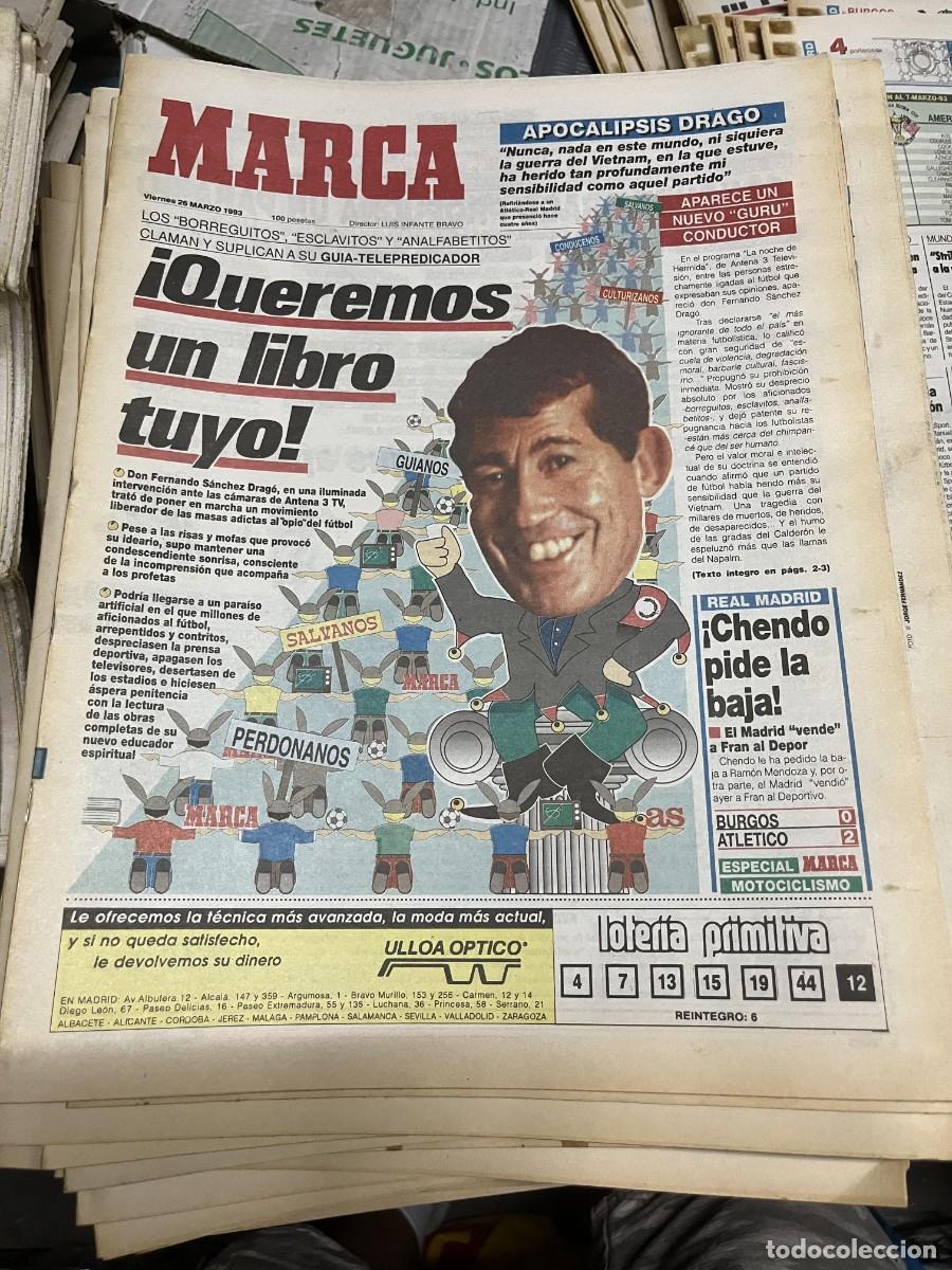 Coleccionismo deportivo: MARCA (26-3-1993) CHENDO FERNANDO SANCHEZ DRAGO REAL MADRID BARCELONA