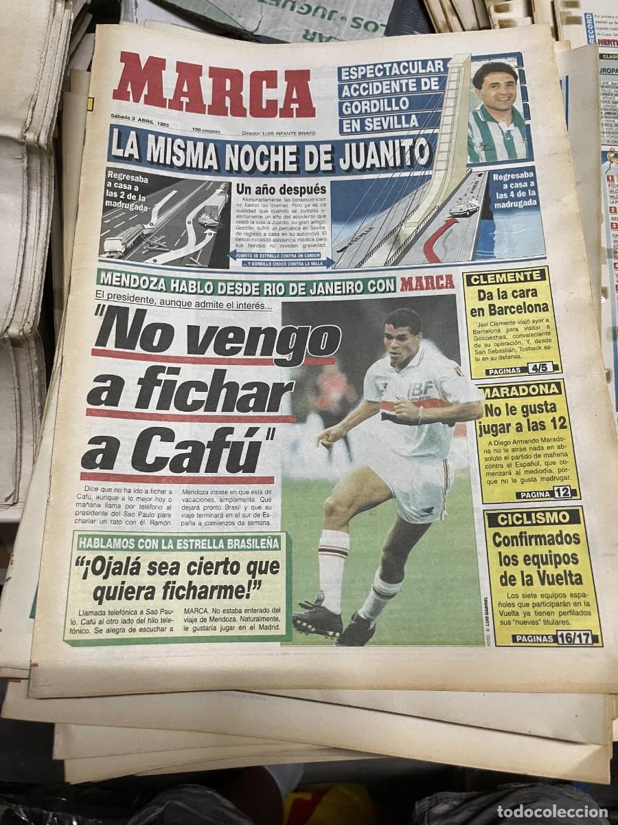 Colecionismo desportivo: MARCA (3-4-1993) ACCIDENTE RAFAEL GORDILLO JUANITO RAMON MENDOZA CAFU