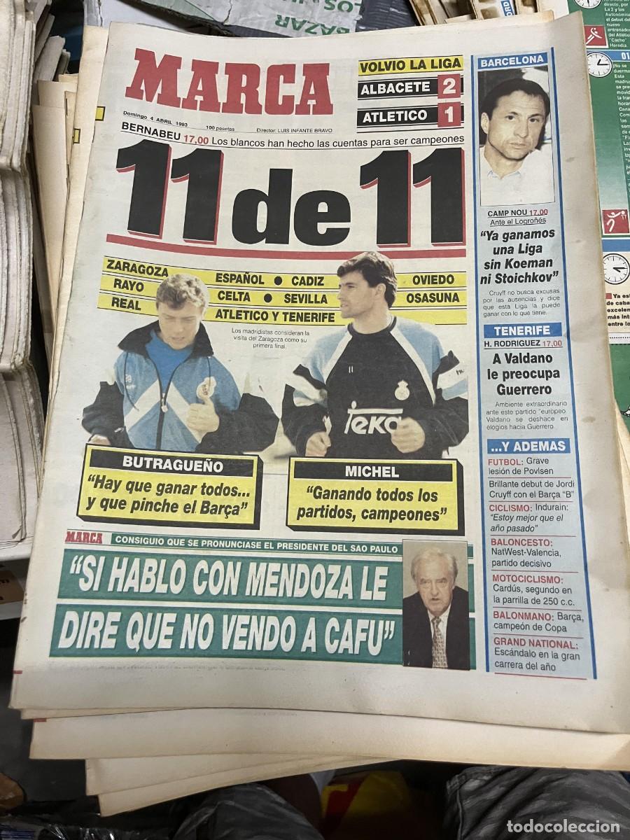 Colecionismo desportivo: MARCA (4-4-1993) ALBACETE 2-1 ATLETICO MADRID JORNADA LIGA CRUYFF BUTRAGUE&Ntilde;O MICHEL