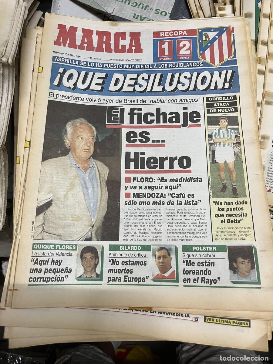 Sports collectibles: MARCA (7-4-1993) RAMON MENDOZA RECOPA ATLETICO MADRID 1-2 PARMA RAFAEL GORDILLO MENDOZA HIERRO