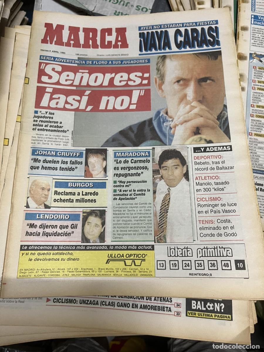 Sports collectibles: MARCA (9-4-1993) BENITO FLORO MARADONA JOHAN CRUYFF LENDOIRO BURGOS