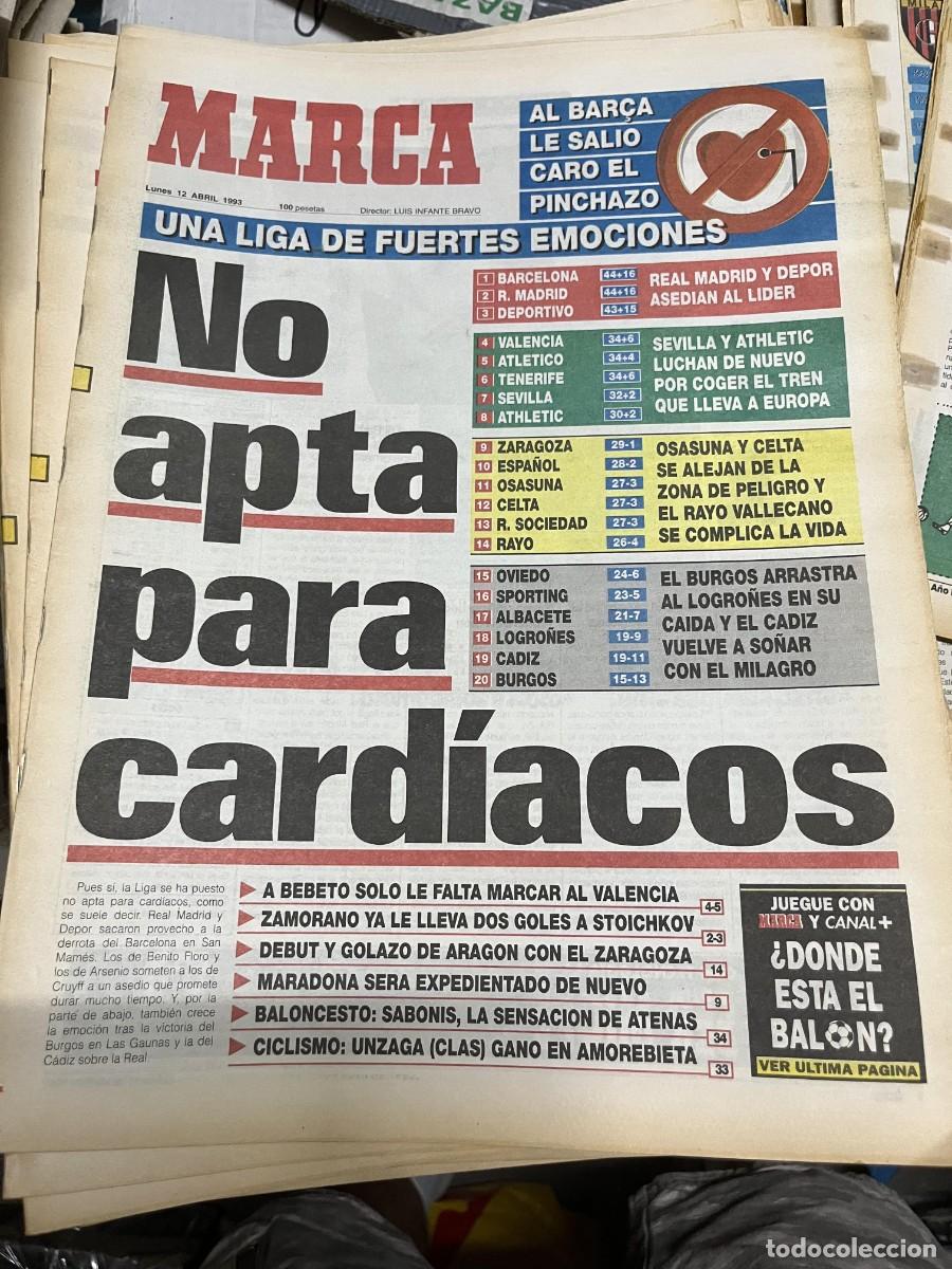 Sports collectibles: MARCA (12-4-1993) FINAL DE LIGA AJUSTADA BARCELONA BEBETO ZAMORANO