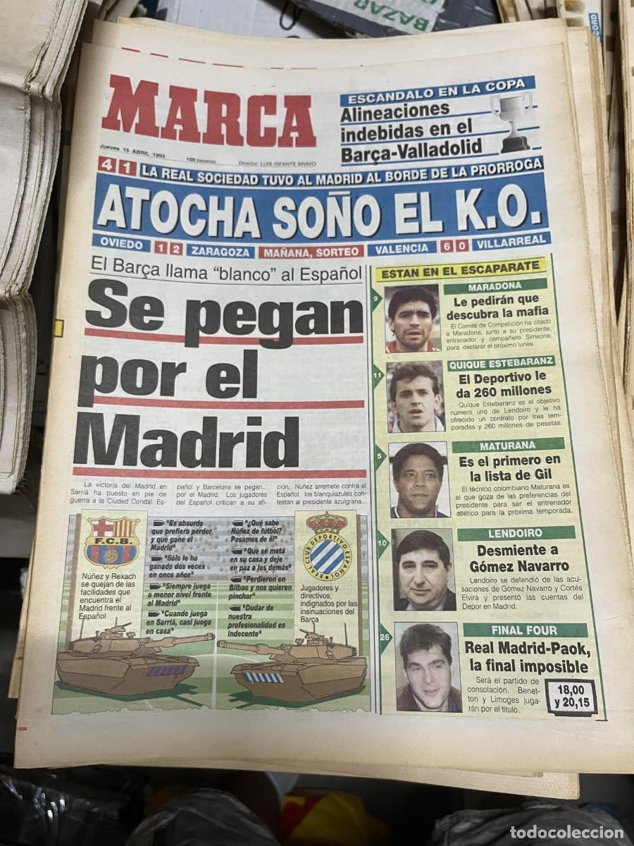 Sports collectibles: MARCA (15-4-1993) COPA REAL SOCIEDAD 4-1 REAL MADRID OVIEDO 1-2 ZARAGOZA MARADONA