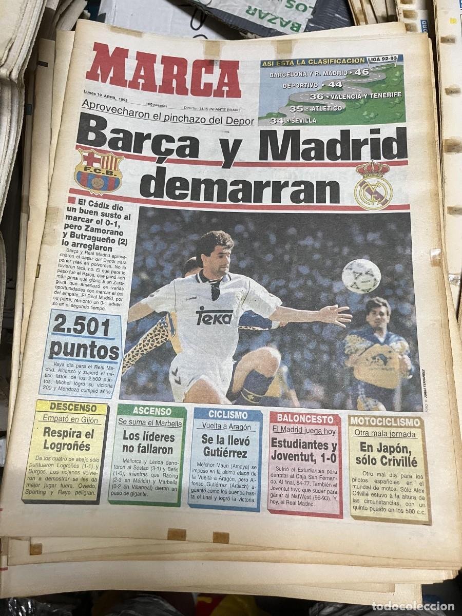 Sports collectibles: MARCA (19-4-1993) JORNADA LIGA REAL MADRID BARCELONA RECORD 2501 PUNTOS EN LIGA