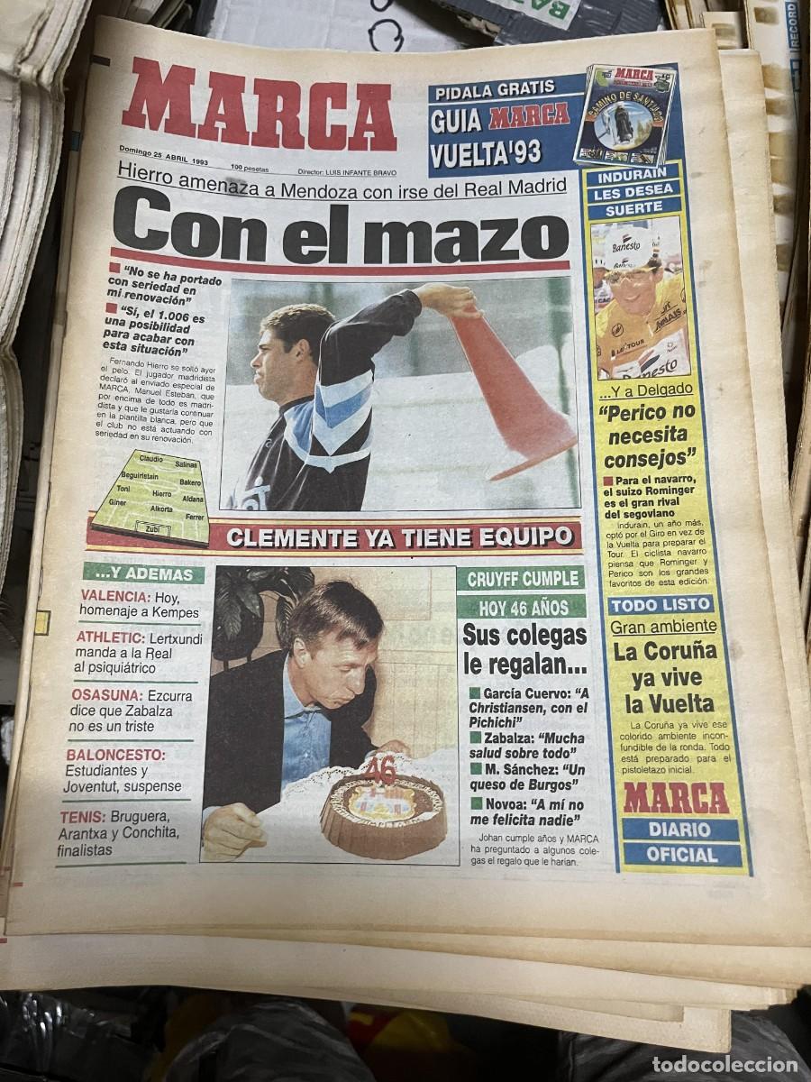 Coleccionismo deportivo: MARCA (25-4-1993) FERNANDO HIERRO JAVIER CLEMENTE CRUYFF