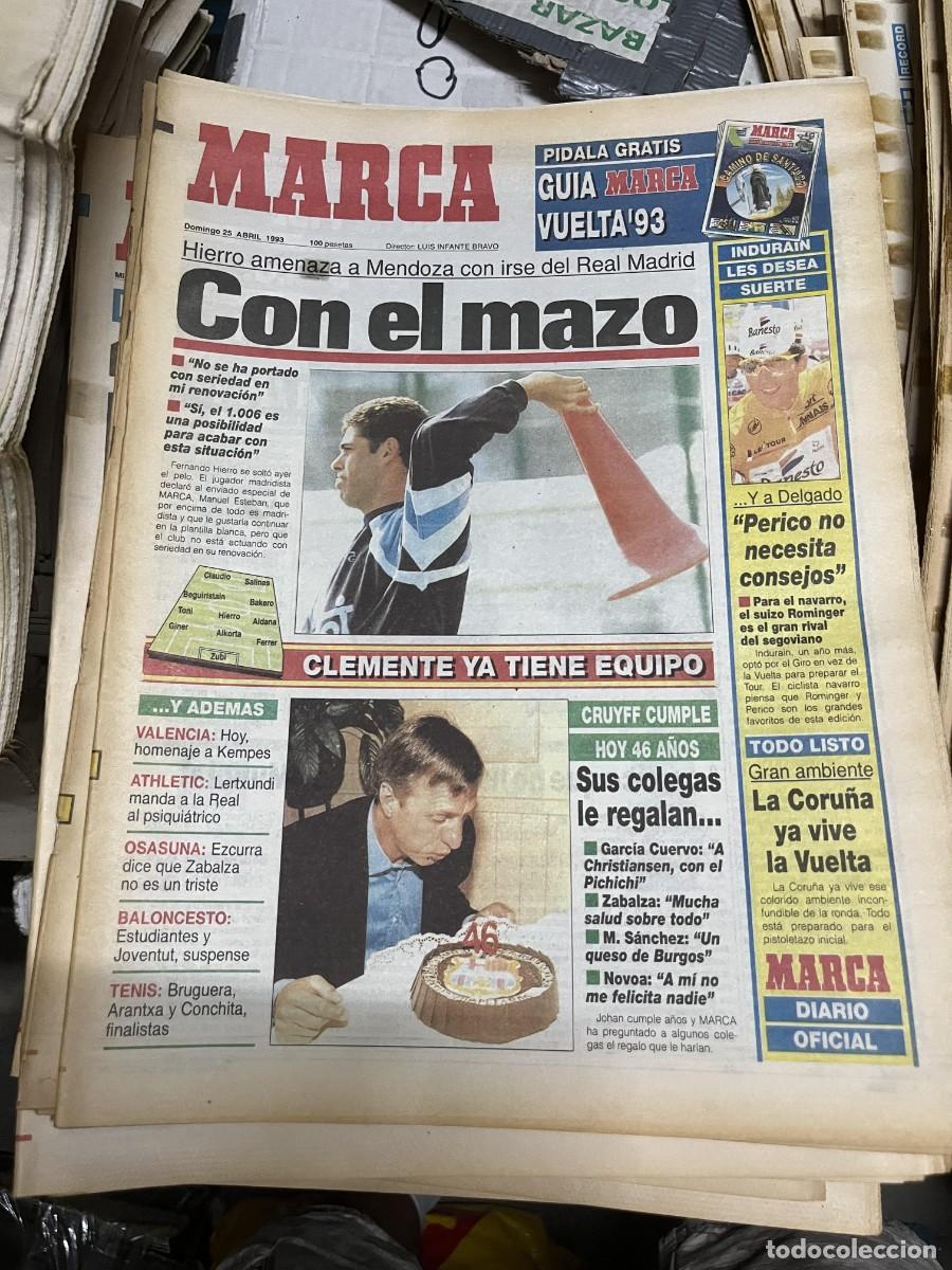 Coleccionismo deportivo: MARCA (25-4-1993) FERNANDO HIERRO JAVIER CLEMENTE CRUYFF