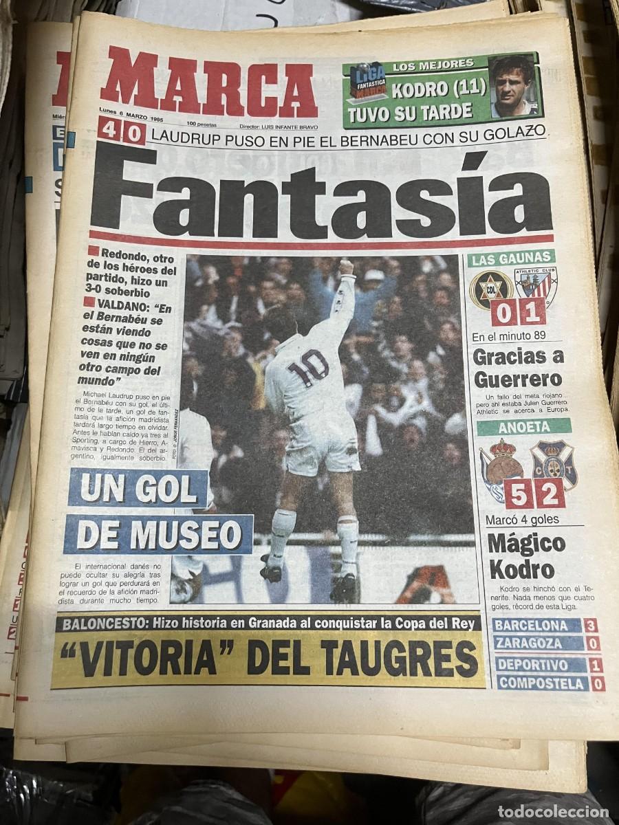 Coleccionismo deportivo: MARCA (6-3-1995) LOGRO&Ntilde;ES 0-1 ATHLETIC BILBAO JORNADA LIGA REAL MADRID 4-0 GIJON GOLAZO LAUDRUP