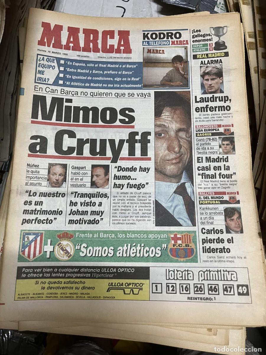 Coleccionismo deportivo: MARCA (10-3-1995) KODRO JOHAN CRUYFF ATLETICO REAL MADRID BARCELONA LAUDRUP