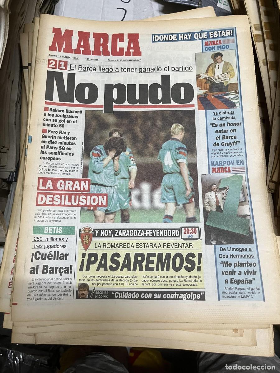 Collezionismo sportivo: MARCA (16-3-1995) COPA EUROPA PSG 2-1 BARCELONA RECOPA ZARAGOZA FEYENOORD