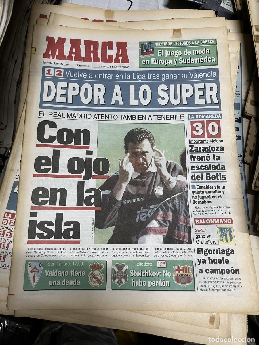 Coleccionismo deportivo: MARCA (2-4-1995) JORGE VALDANO REAL MADRID JORNADA LIGA VALENCIA 1-2 DEPORTIVO CORU&Ntilde;A