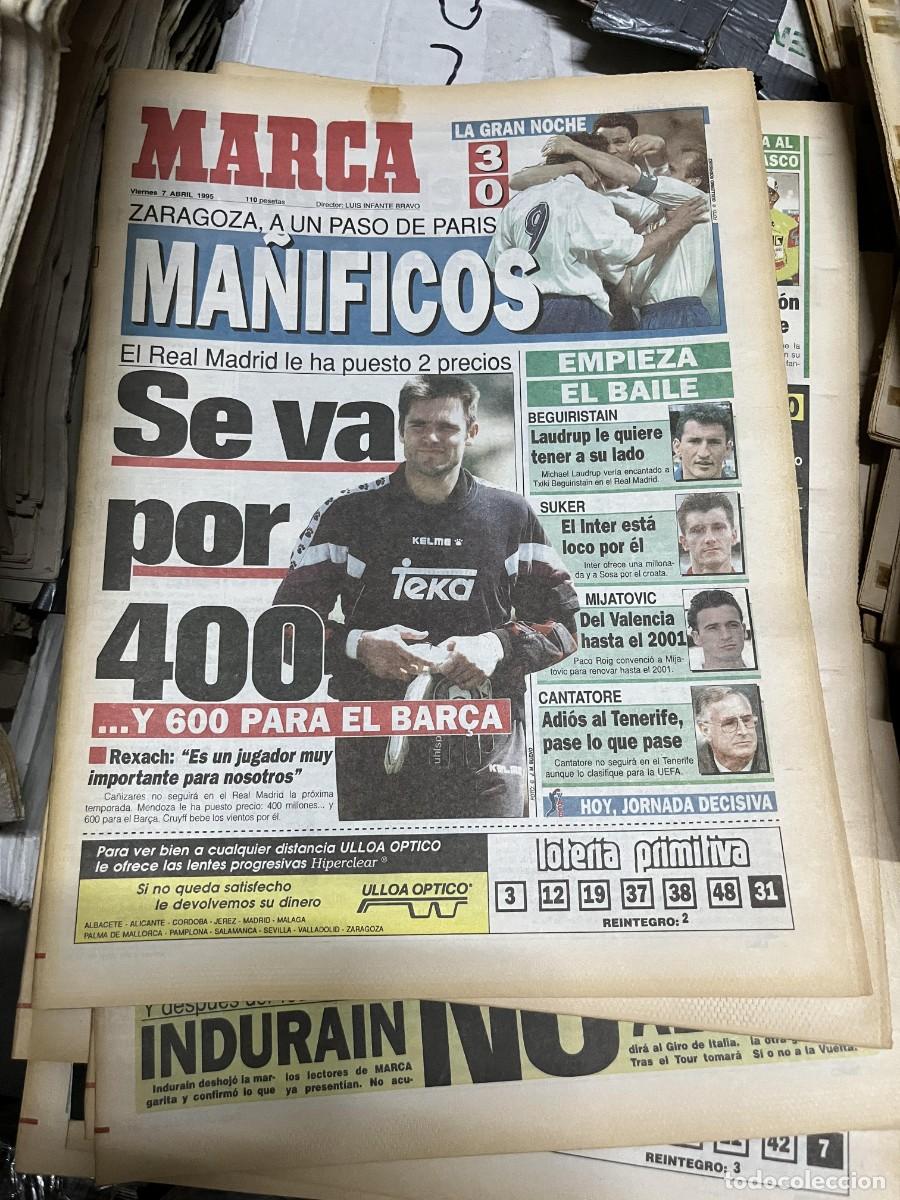 Coleccionismo deportivo: MARCA (7-4-1995) RECOPA REAL ZARAGOZA 3-0 CHELSEA CA&Ntilde;IZARES REAL MADRID