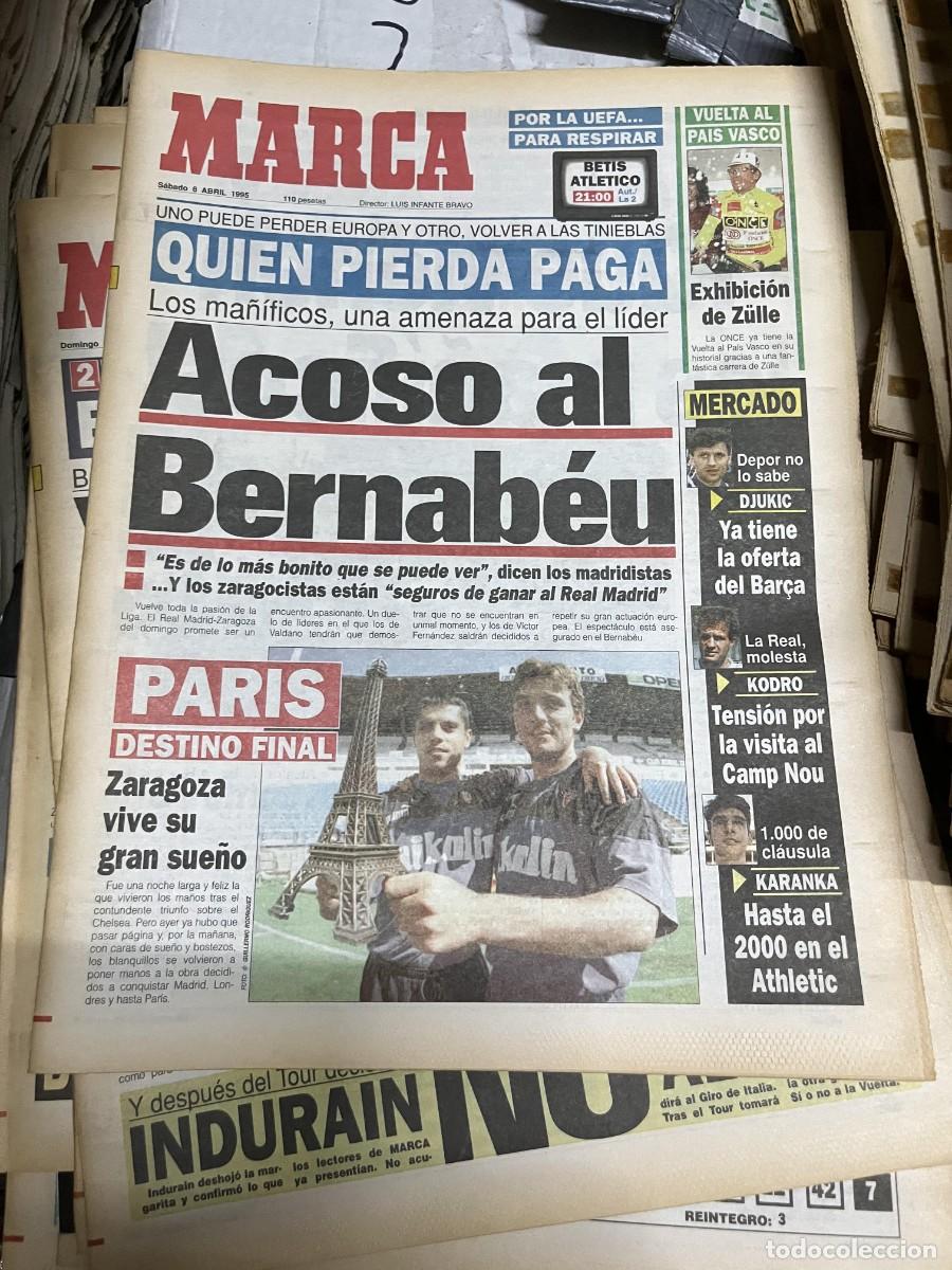Coleccionismo deportivo: MARCA (8-4-1995) RECOPA REAL ZARAGOZA CHELSEA ZULLE VUELTA PAIS VASCO REAL MADRID