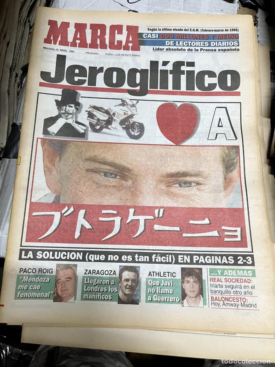 Coleccionismo deportivo: MARCA (19-4-1995) BUTRAGUE&Ntilde;O JEROGLIFICO JULEN GUERRERO PACO ROIG VALENCIA