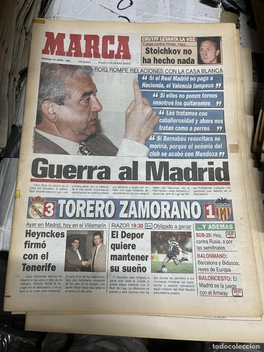 Coleccionismo deportivo: MARCA (23-4-1995) JORNADA LIGA PACO ROIG REAL MADRID 3-1 VALENCIA ZAMORANO STOICHKOV