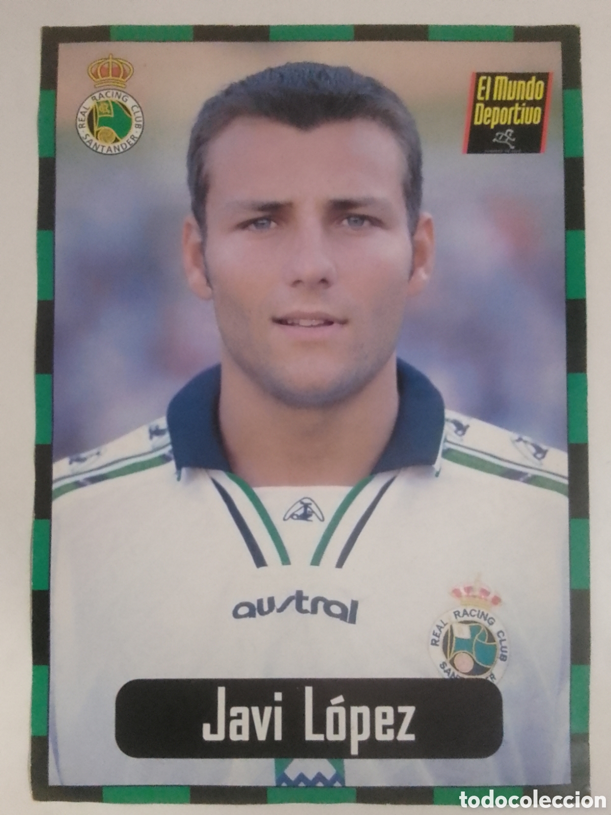 Coleccionismo deportivo: Lamina El Mundo Deportivo Colecci&oacute;n Racing n&deg; 6 Javi L&oacute;pez.