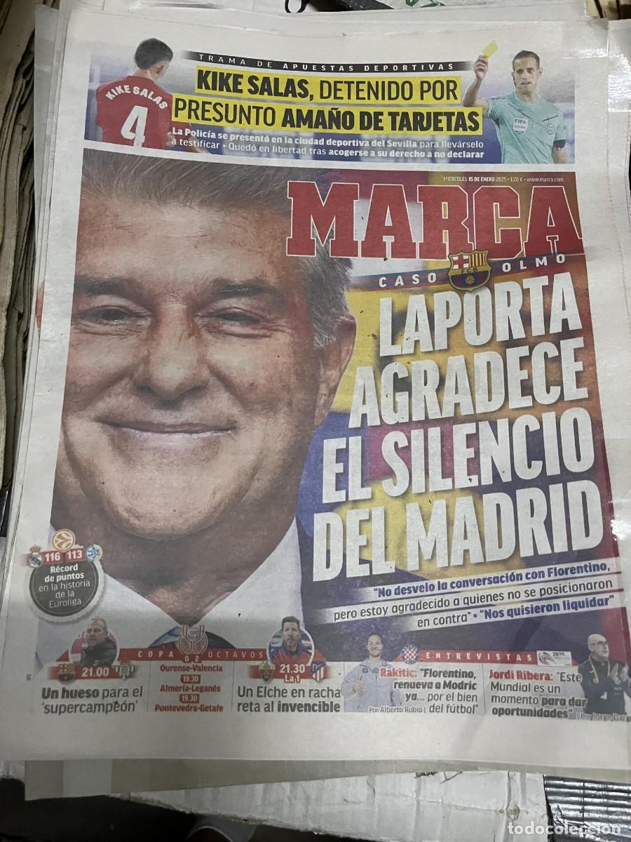 Sports collectibles: MARCA (15-1-2025) LAPORTA BARCELONA KIKE SALAS CASO DANI OLMO ELCHE ATLETICO MADRID