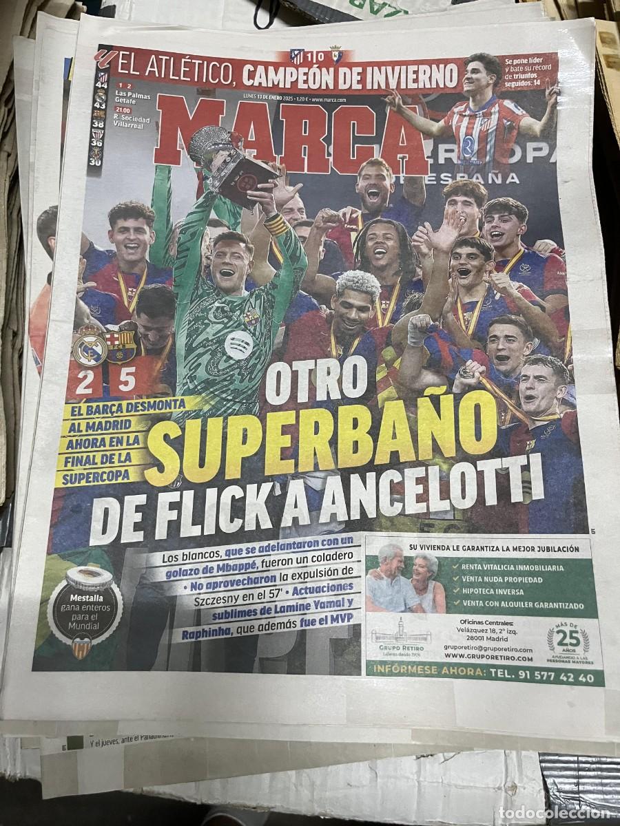 Coleccionismo deportivo: MARCA (13-1-2025) FINAL SUPERCOPA REAL MADRID 2-5 BARCELONA ATLETICO MADRID CAMPEON INVIERNO