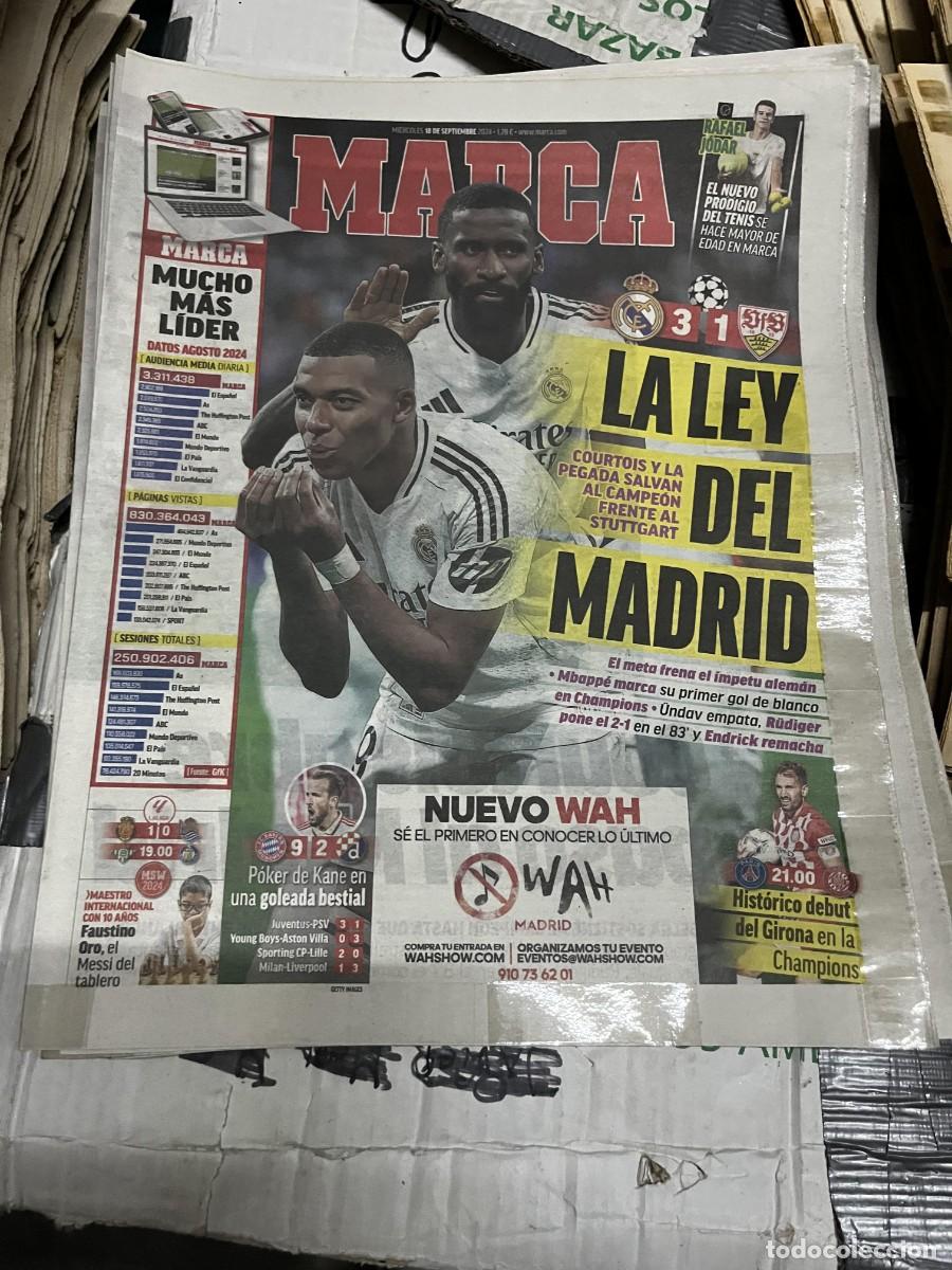 Sports collectibles: MARCA (18-9-2024) REAL MADRID 3-1 VFB STUTTGART RAFAEL JODAR PSG GIRONA BAYERN MUNCHEN GOLEADA