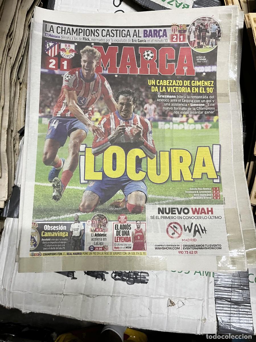 Collezionismo sportivo: MARCA (20-9-2024) ATLETICO MADRID 2-1 RB LEIPZIG GOL GIMENEZ LLORENTE MONACO 2-1 BARCELONA