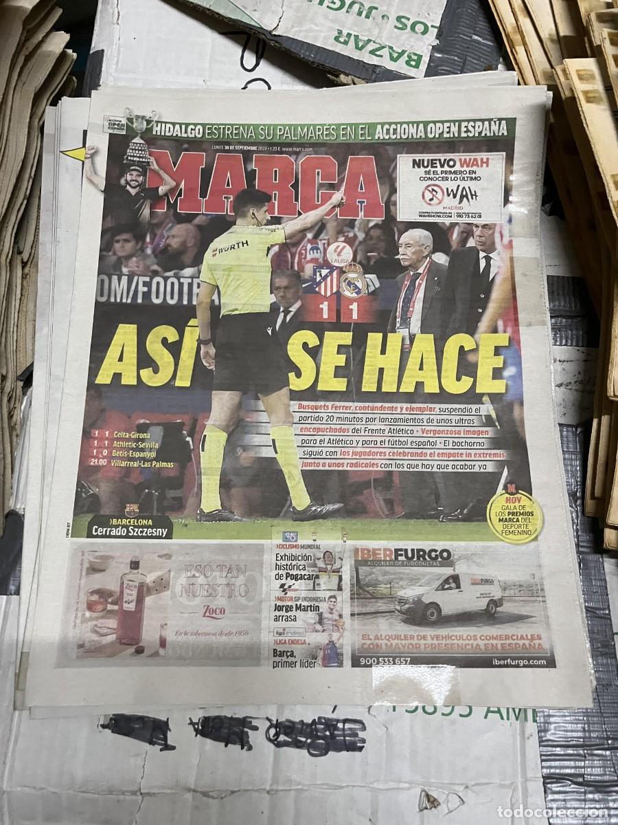 Collezionismo sportivo: MARCA (30-9-2024) DERBI ATLETICO MADRID 1-1 REAL MADRID OPEN ESPA&Ntilde;A HIDALGO JORNADA LIGA