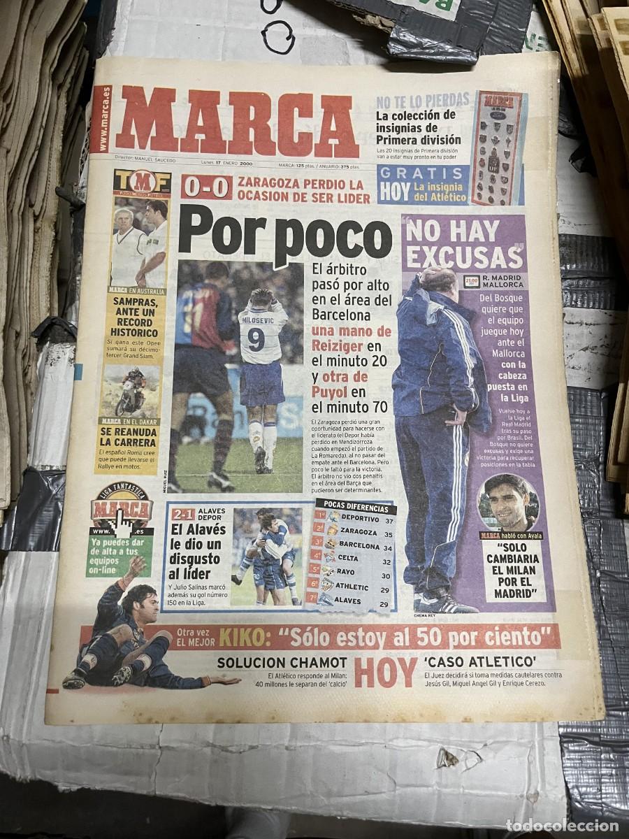 Coleccionismo deportivo: MARCA (17-1-2000) JORNADA LIGA ALAVES 2-1 DEPORTIVO CORU&Ntilde;A ZARAGOZA BARCELONA