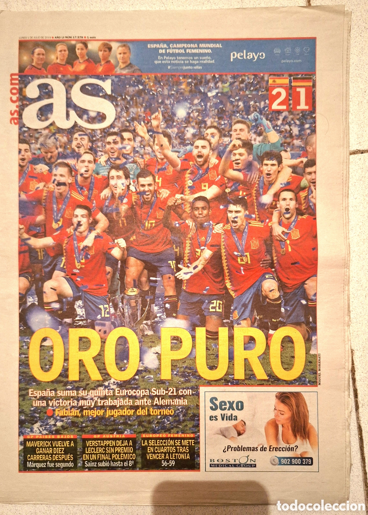 Coleccionismo deportivo: Diario As Espa&ntilde;a campeona Eurocopa Sub-21