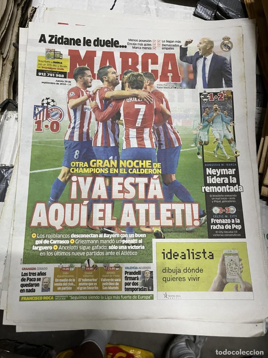 Collezionismo sportivo: MARCA (29-9-2016) UEFA CHAMPIONS ATLETICO MADRID 1-0 BAYERN MUNCHEN BORUSSIA 1-2 BARCELONA