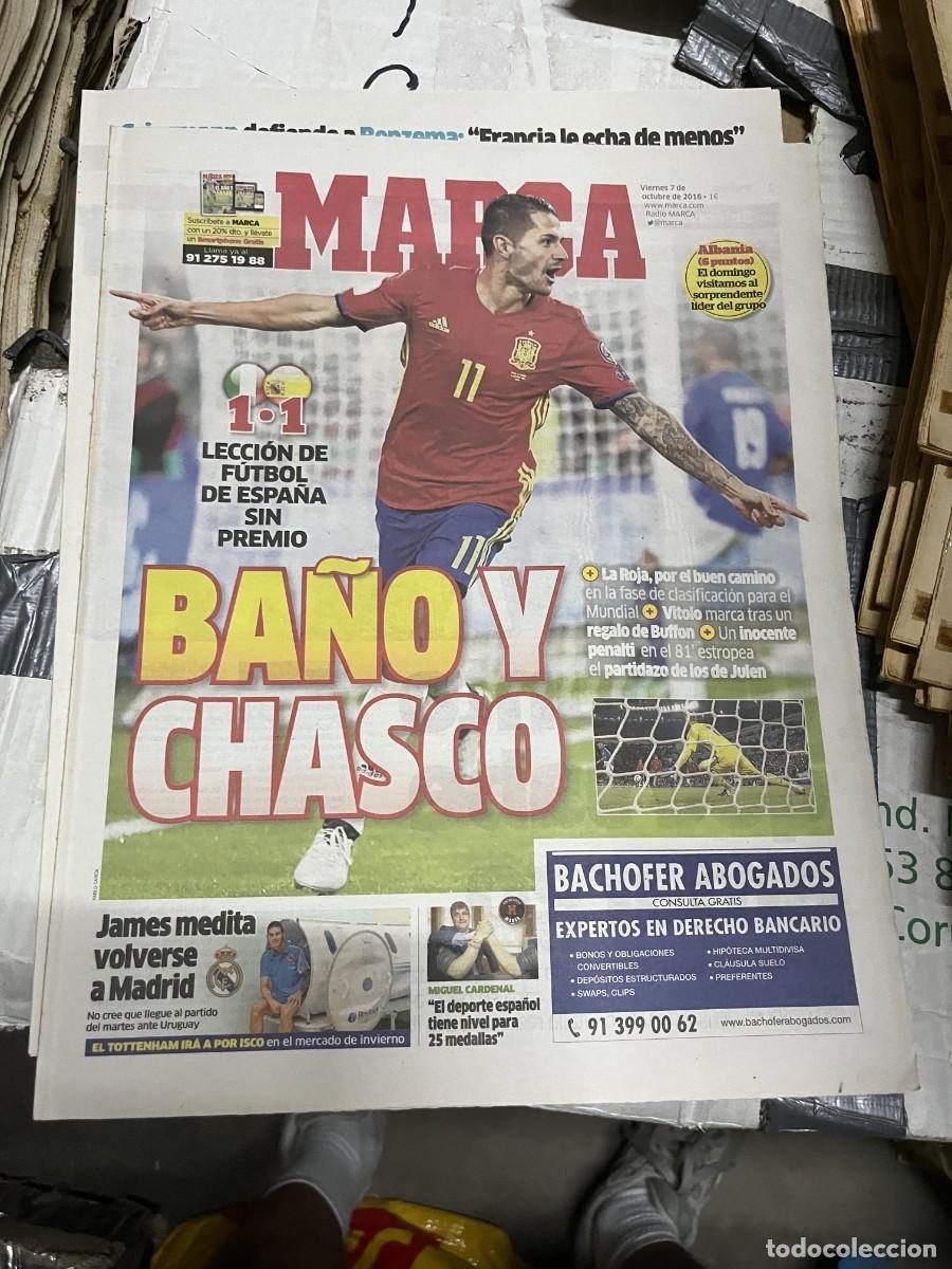 Collezionismo sportivo: MARCA (7-10-2016) ITALIA 1-1 ESPA&Ntilde;A SELECCION ESPA&Ntilde;OLA MUNDIAL ALEMANIA GOL VITOLO