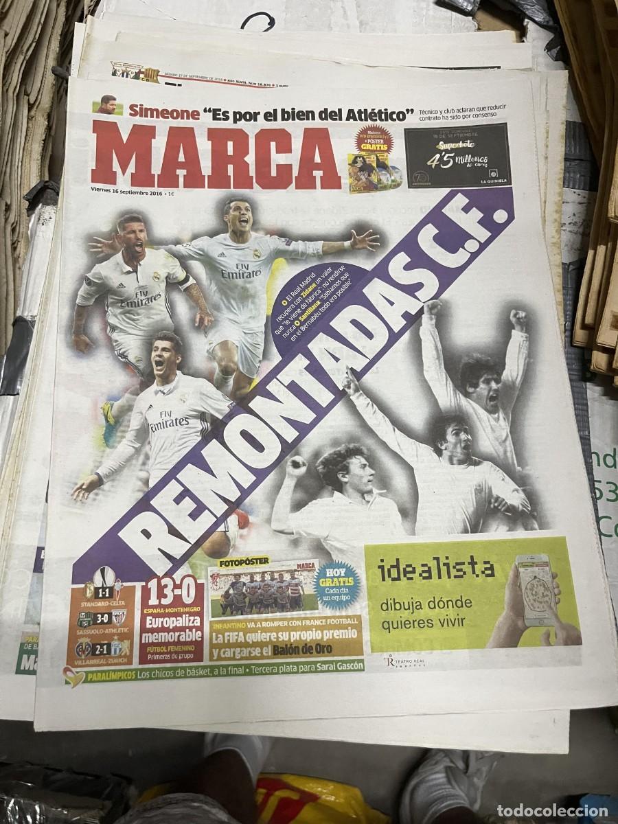 Coleccionismo deportivo: MARCA (16-9-2016) REMONTADAS REAL MADRID SIMEONE ATLETICO MADRID