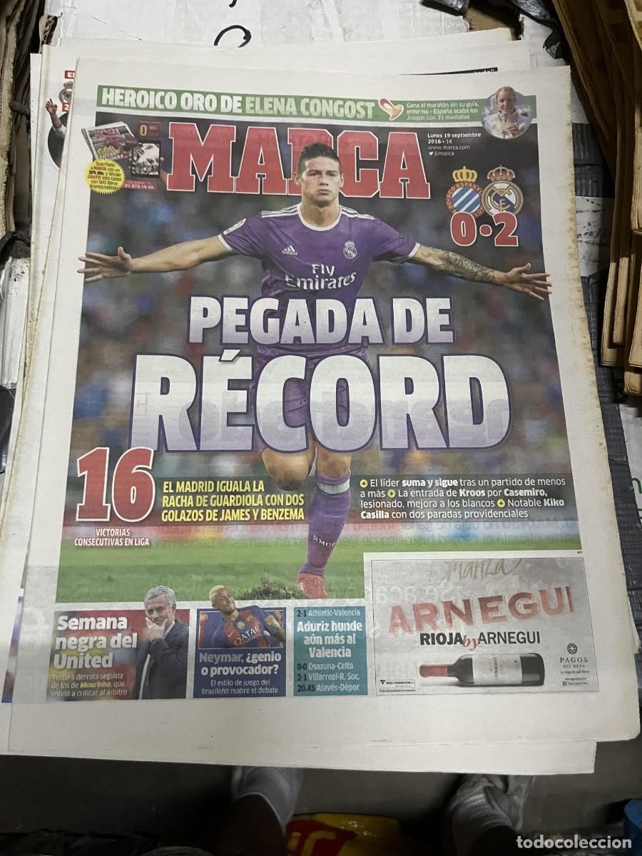 Coleccionismo deportivo: MARCA (19-9-2016) ESPANYOL ESPA&Ntilde;OL 0-2 REAL MADRID LIDER JAMES RODRIGUEZ JORNADA LIGA