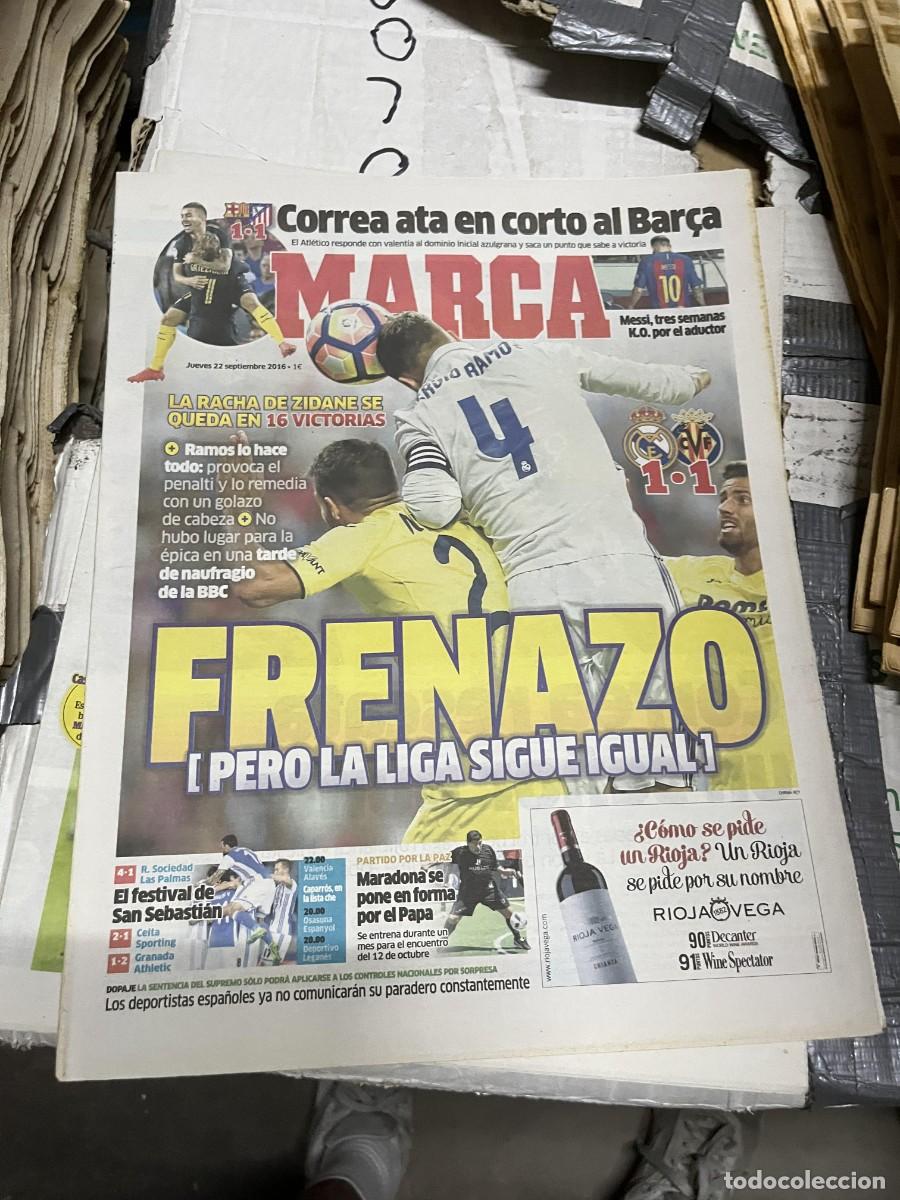Collectionnisme sportif: MARCA (22-9-2016) JORNADA LIGA BARCELONA 1-1 ATLETICO MADRID REAL MADRID 1-1 VILLARREAL
