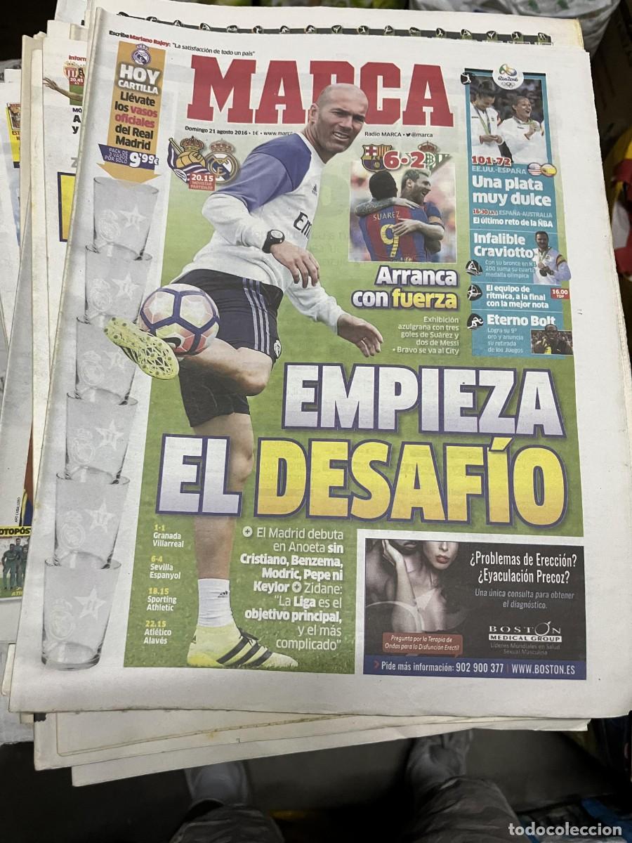 Coleccionismo deportivo: MARCA (21-8-2016) ZIDANE JORNADA LIGA BARCELONA 6-2 BETIS REAL SOCIEDAD REAL MADRID PLATA BALONCESTO