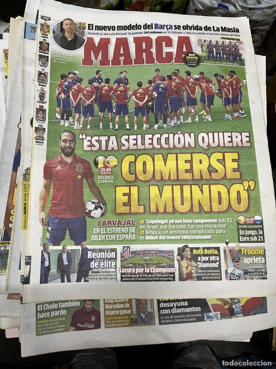 Coleccionismo deportivo: MARCA (1-9-2016) SELECCION ESPA&Ntilde;OLA HOY BELGICA ESPA&Ntilde;A CARVAJAL
