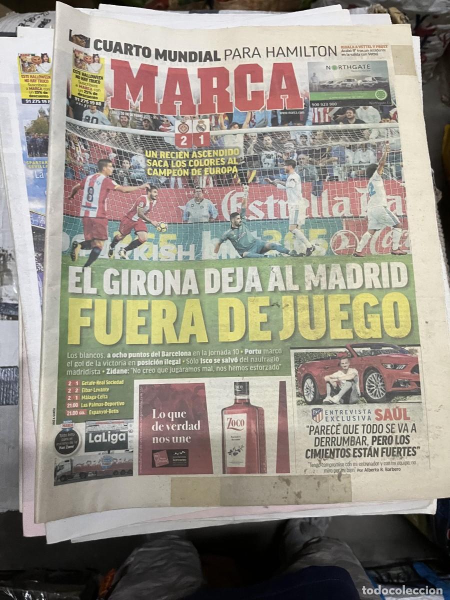 Sports collectibles: MARCA (30-10-2017) JORNADA LIGA GIRONA 2-1 REAL MADRID CAMPEON MUNDIAL HAMILTON