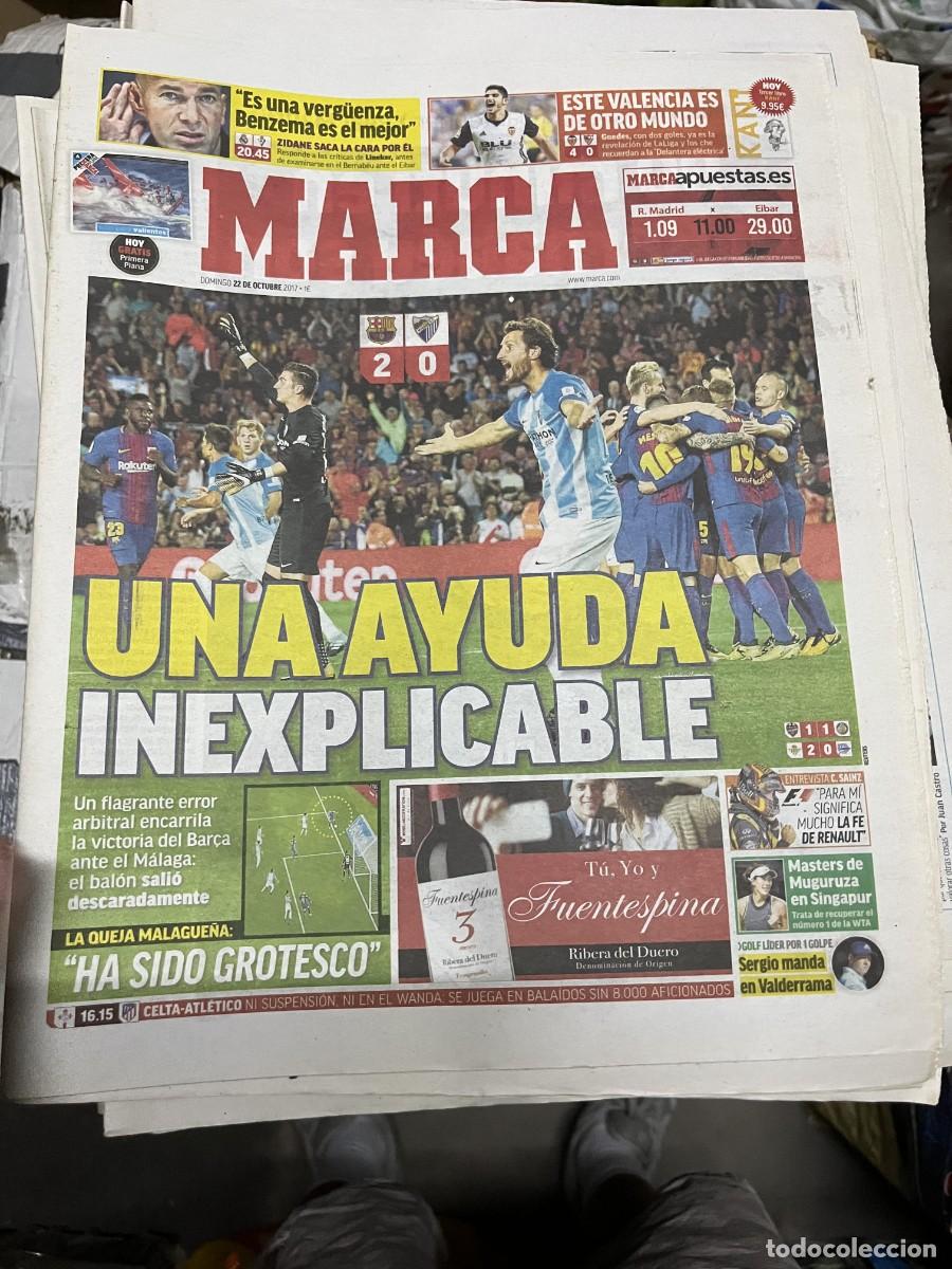 Coleccionismo deportivo: MARCA (22-10-2017) BARCELONA 2-0 MALAGA JORNADA LIGA VALENCIA 4-0 SEVILLA