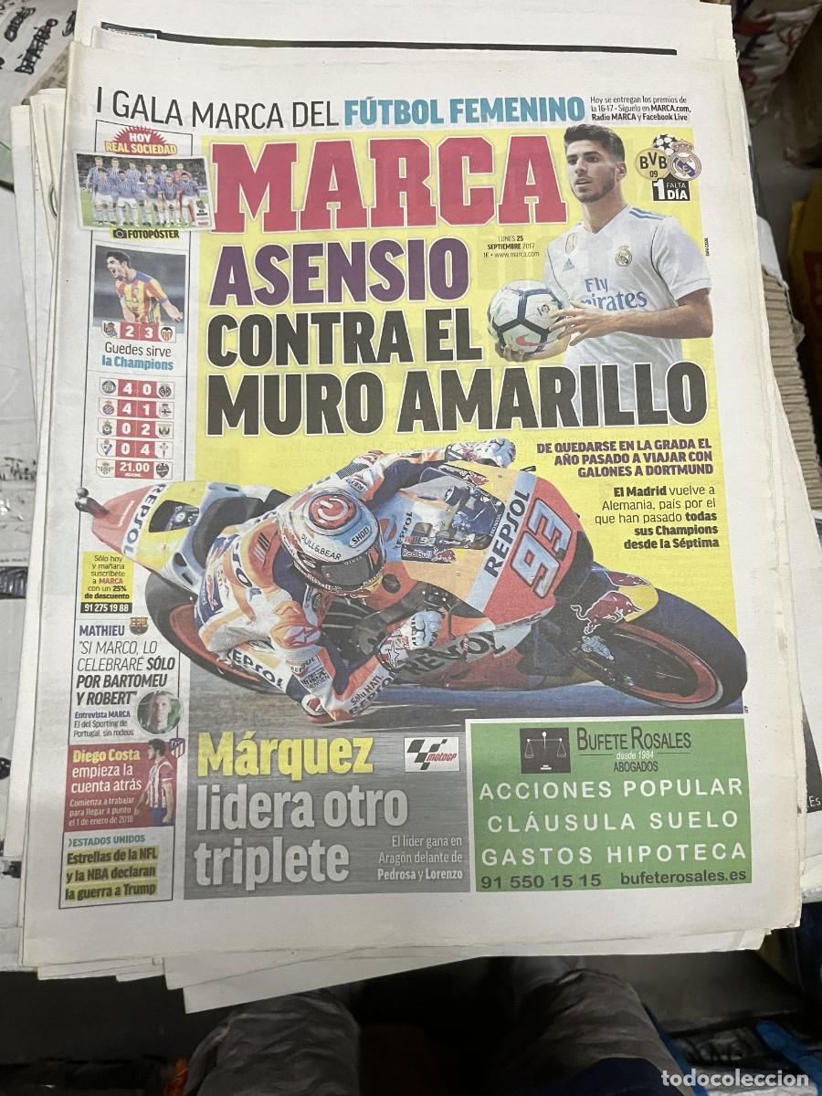 Sports collectibles: MARCA(25-9-2017)POSTER REAL SOCIEDAD CHAMPIONS BORUSSIA DORTMUND REAL MADRID ASENSIO MARQUEZ MOTO GP