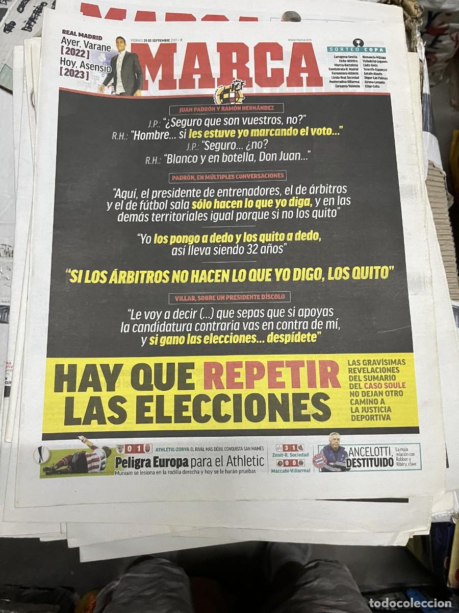 Coleccionismo deportivo: MARCA (29-9-2017) VARANE JUAN PADRON RAMON HERNANDEZ RFEF CASO SOULE FEDERACION ESPA&Ntilde;OLA FUTBOL