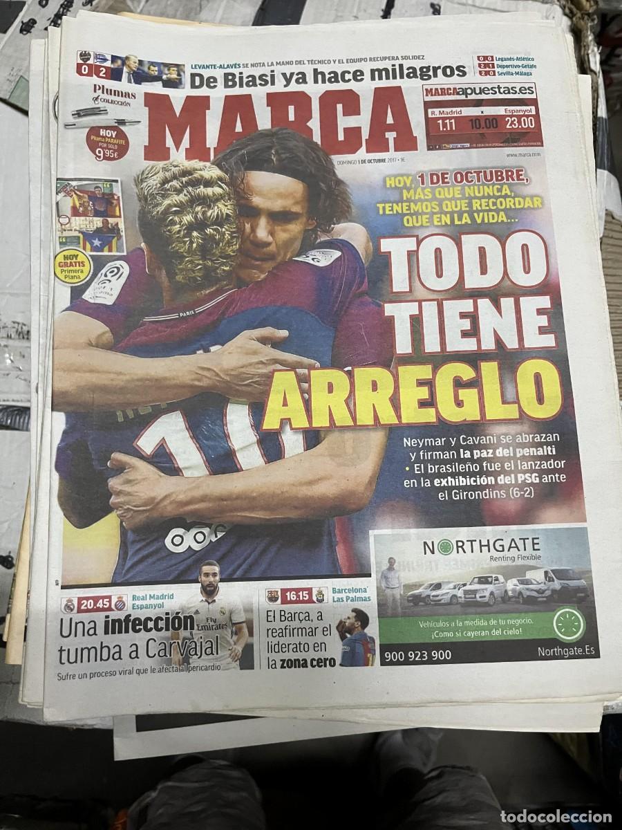 Coleccionismo deportivo: MARCA (1-10-2017) NEYMAR CAVANI PSG JORNADA LIGA LEVANTE 0-2 ALAVES