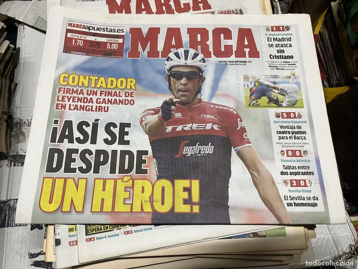 Colecionismo desportivo: MARCA (10-9-2017) JORNADA LIGA CONTADOR DESPEDIDA CICLISMO REAL MADRID 1-1 LEVANTE VALENCIAATLETICO