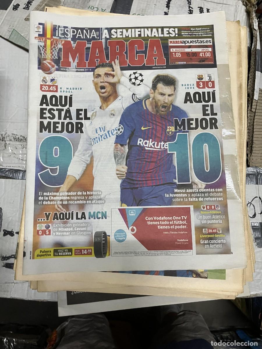 Sports collectibles: MARCA (13-9-2017) UEFA CHAMPIONS ROMA 0-0 ATLETICO MADRID BARCELONA 3-0 JUVENTUS MESSI RONALDO