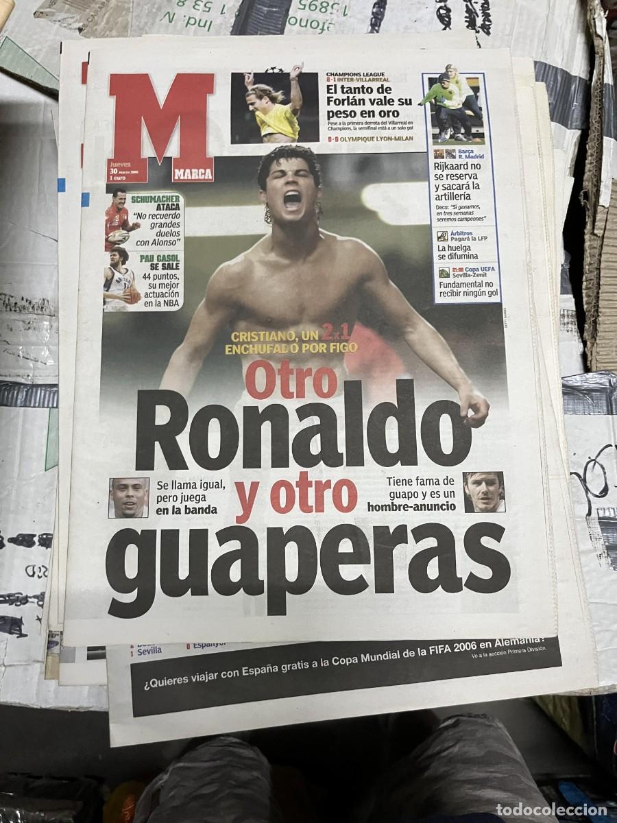 Coleccionismo deportivo: MARCA (30-3-2006) REAL MADRID CRISTIANO RONALDO FIGO INTER 2-1 VILLARREAL LYON 0-0 MILAN PAU GASOL