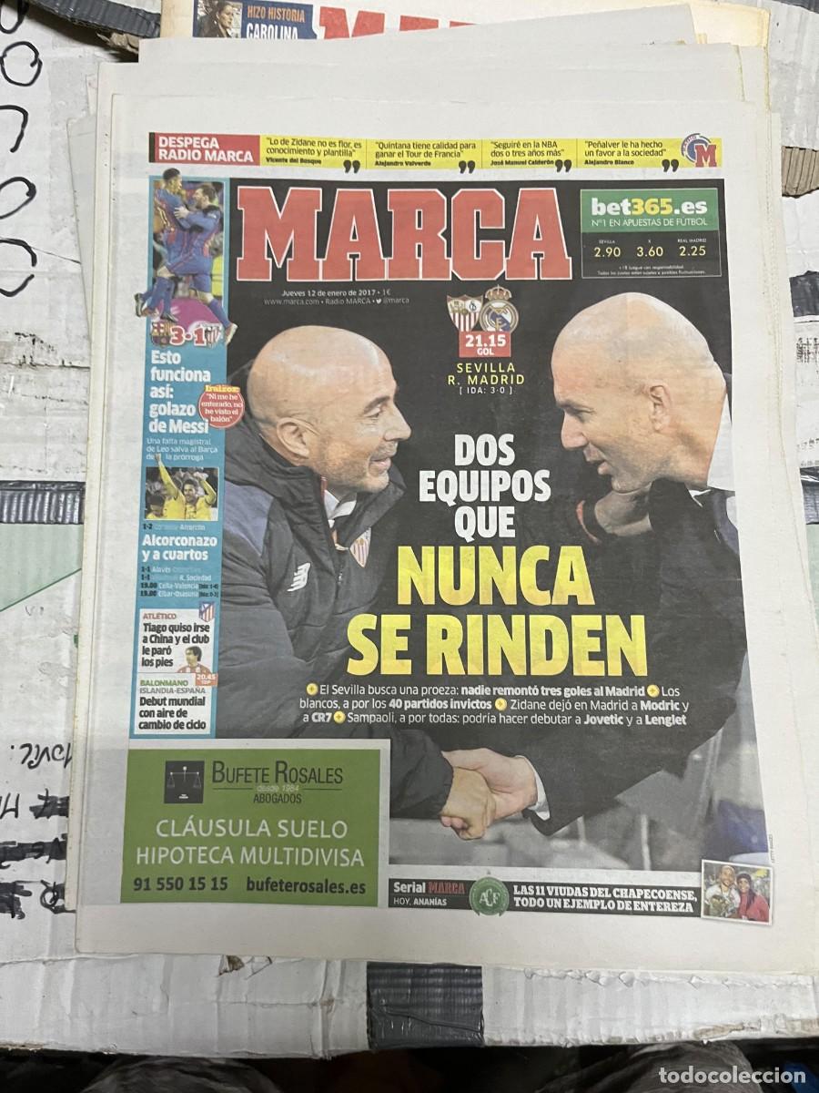 Coleccionismo deportivo: MARCA (12-1-2017) SEVILLA REAL MADRID ZIDANE BARCELONA 3-1 ATHLETIC BILBAO