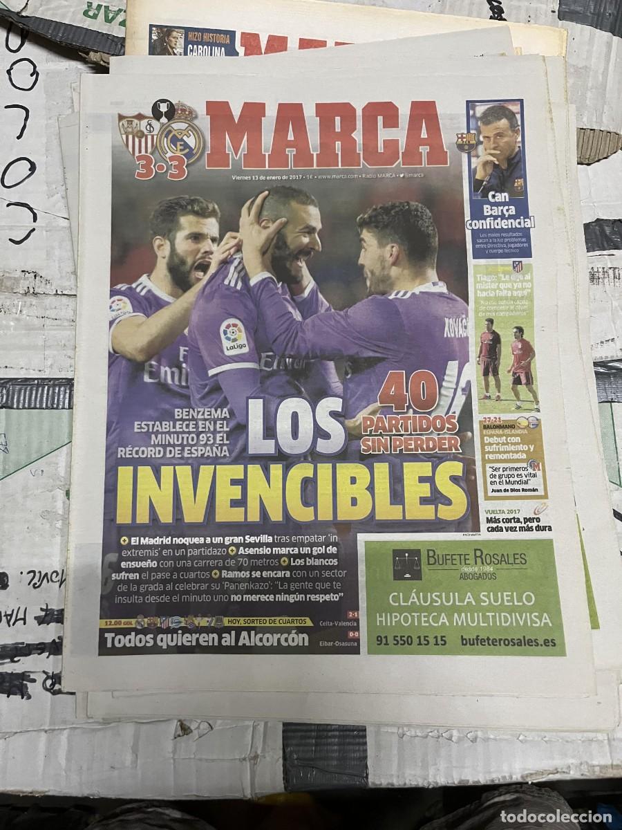 Coleccionismo deportivo: MARCA (13-1-2017) COPA SEVILLA 3-3 REAL MADRID BENZEMA RECORD 40 PARTIDOS SIN PERDER