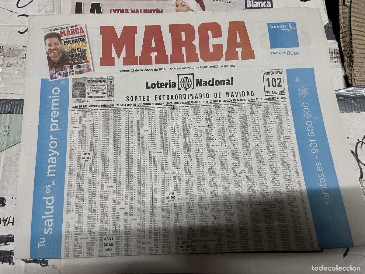 Sports collectibles: MARCA (23-12-2016) LOTERIA NACIONAL DE NAVIDAD ENTREVISTA EXCLUSIVA SIMEONE ATLETICO MADRID