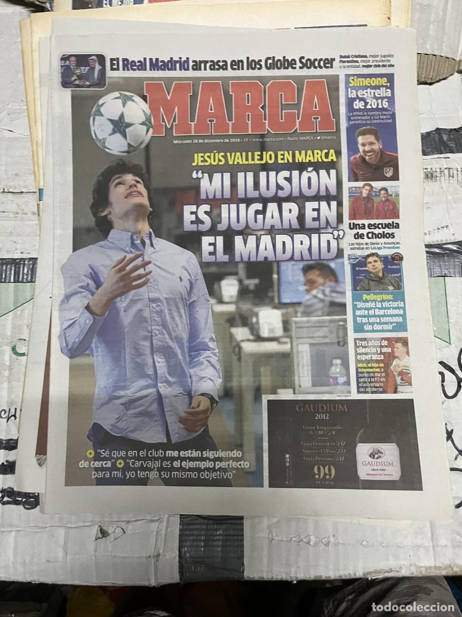 Coleccionismo deportivo: MARCA (28-12-2016) JESUS VALLEJO REAL MADRID SIMEONE ATLETICO MADRID PELLEGRINO