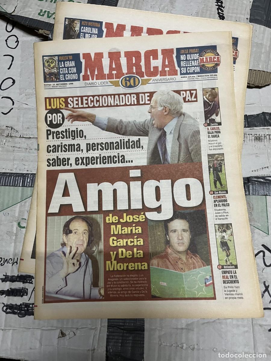 Coleccionismo deportivo: MARCA (13-9-1998) LUIS ARAGONES SELECCION ESPA&Ntilde;OLA ESPA&Ntilde;A JOSE MARIA GARCIA DE LA MORENA