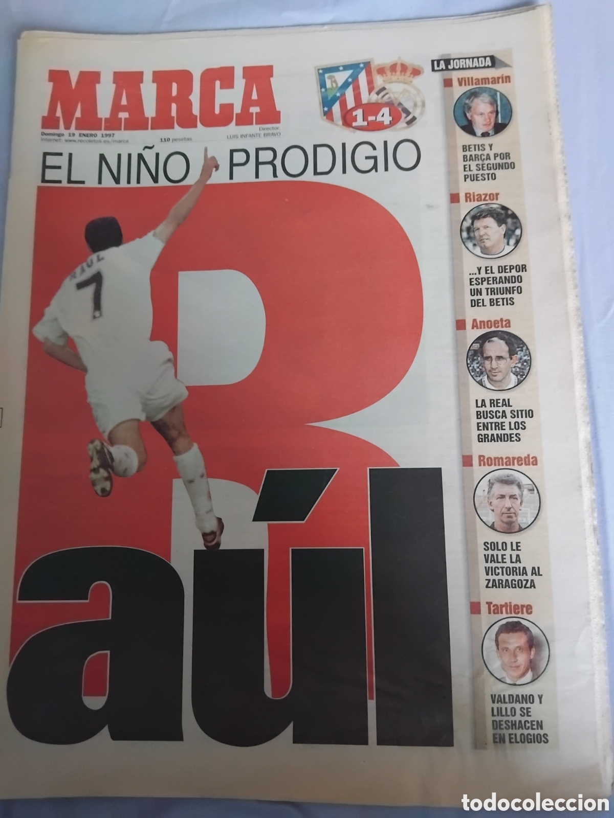 Coleccionismo deportivo: Periodico atleti 1 R.Madrid 4 Raulinho 1997