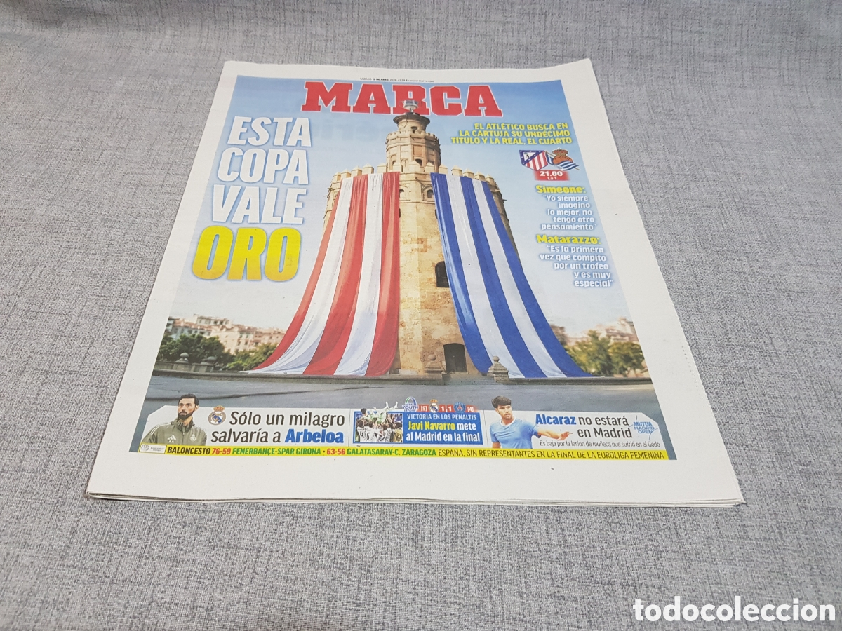 Collezionismo sportivo: MARCA S&Aacute;BADO 18 ABRIL 2026 ESTA COPA VALE ORO ATL&Eacute;TICO MADRID REAL SOCIEDAD