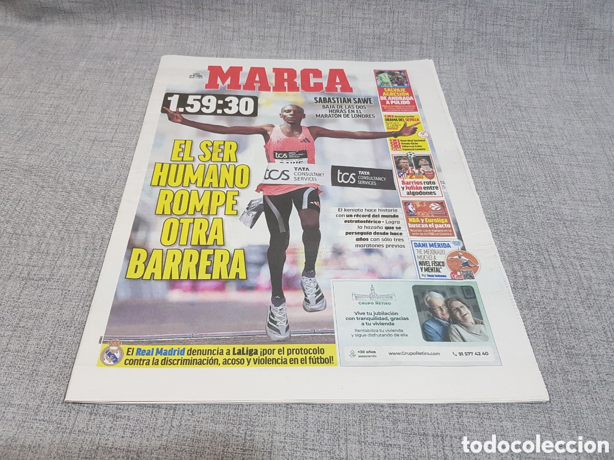 Collezionismo sportivo: MARCA LUNES 27 ABRIL 2026 R&Eacute;CORD MARAT&Oacute;N LONDRES SABASTIAN SAWE